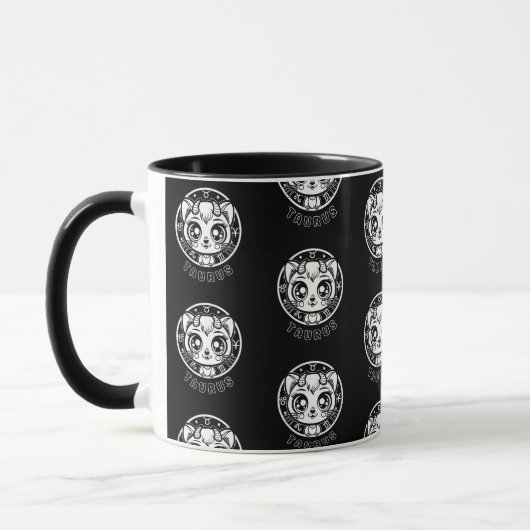 Cat Taurus Zodiac Black Tasse (Links)