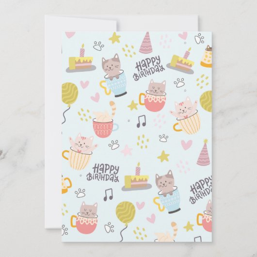 Cat Tea Party | Kit-Tee-Party Einladung (Rückseite)