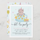 Cat Tea Party | Kit-Tee-Party Einladung (Vorne/Hinten)