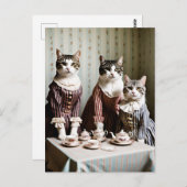 Cat Tea Party Postkarte (Vorne/Hinten)