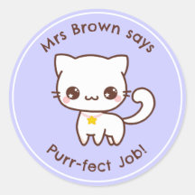 Cat Teacher Reward Stickers Personalisiert Kawaii