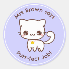 Cat Teacher Reward Stickers Personalisiert Kawaii