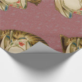Cat Teacup Niedlich Vintag Viktorianisch Geschenkpapier (Ecke)