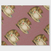 Cat Teacup Niedlich Vintag Viktorianisch Geschenkpapier (Flach)