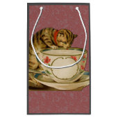 Cat Teacup Niedlich Vintag Viktorianisch Kleine Geschenktüte (Rückseite)