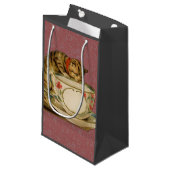 Cat Teacup Niedlich Vintag Viktorianisch Kleine Geschenktüte (Vorderseite Schrägansicht)