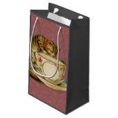 Cat Teacup Niedlich Vintag Viktorianisch Kleine Geschenktüte (Rückseite Schrägansicht)