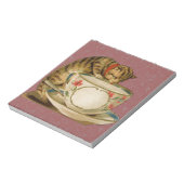 Cat Teacup Niedlich Vintag Viktorianisch Notizblock (Rotiert)