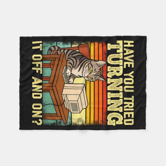 Cat Tech Engineer Suprt Humor Tech Computer It Guy Fleecedecke (Vorderseite (Horizontal))