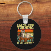 Cat Tech Engineer Suprt Humor Tech Computer It Guy Schlüsselanhänger (Vorderseite)