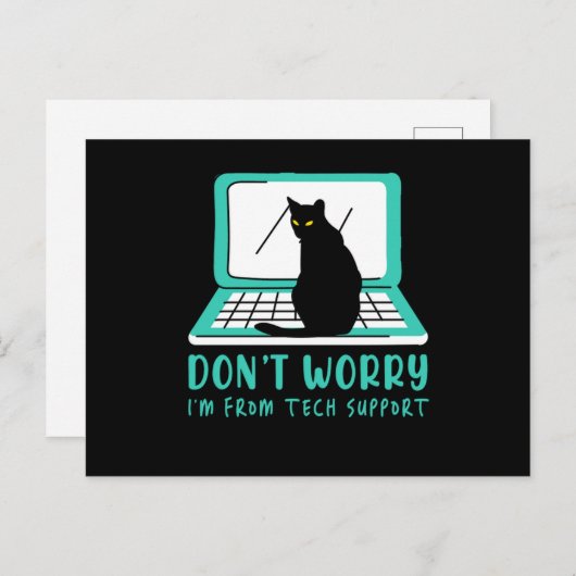 Cat Tech Support Computer Kitten Helpdesk IT-Gesch Postkarte (Vorne/Hinten)