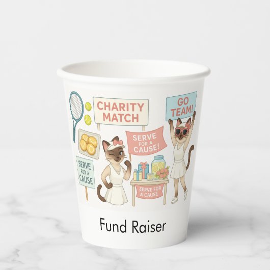 Cat Tennis Player Fund Raiser Party Pappbecher (Vorderseite)