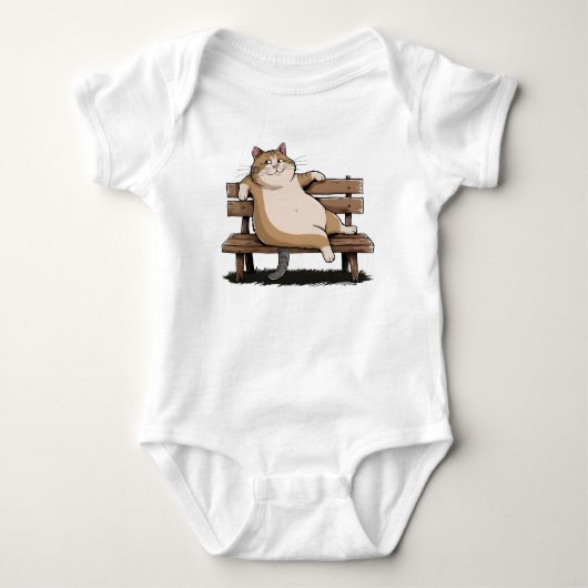 Cat the Bench Sitter Baby Strampler (Vorderseite)