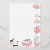 Cat Thema Baby Mädchen 1. Geburtstag Folieneinladung (Rückseite)