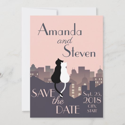 Cat-thematisches Hochzeitsdesign Einladung (Vorderseite)