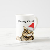 Cat Theme Personalisiert Frohe Weihnachts-Tasse Porzellantasse (Vorderseite Rechts)