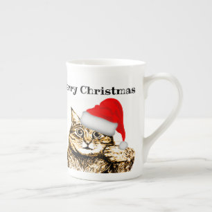 Cat Theme Personalisiert Frohe Weihnachts-Tasse Porzellantasse