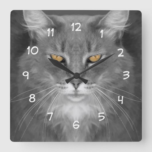 Cat Theme Wall Decke Quadratische Wanduhr (Vorderseite)