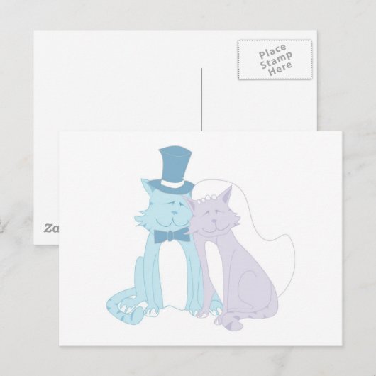 Cat Theme Wedding Postkarte (Vorne/Hinten)