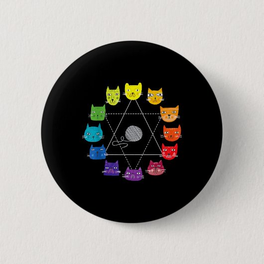 Cat Themed Artist Colour Wheel Educational Art Tea Button (Vorderseite)