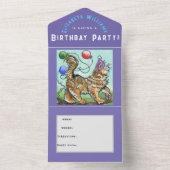 Cat Themed Birthday Party - alles in einer Einladu All In One Einladung (Innen Boden)