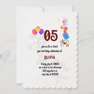 Cat Themed Birthday Party Einladung
