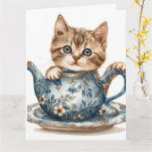 Cat-Themed Grußkarte Karte (Gelbe Blume)