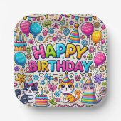 Cat-Themed Happy Birthday Paper Teller (Vorderseite)
