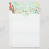 Cat Themed Letter Writing Stationery MIT MONOGRAMM (Vorne/Hinten)