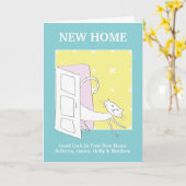 Cat Themed New Zuhause Karte (Gelbe Blume)