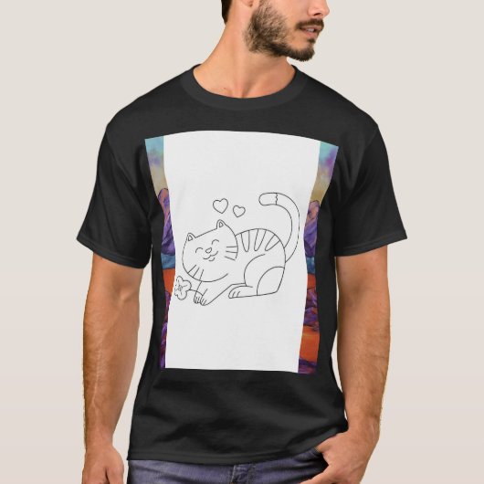 Cat-Themed Printed T - Shirt (Vorderseite)