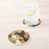 Cat-Themed Sandstone Untersetzer (Seite)