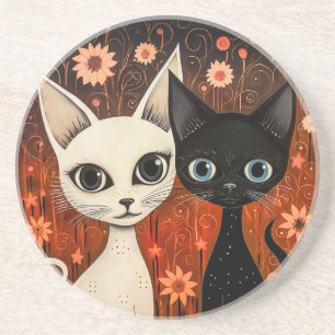 Cat-Themed Sandstone Untersetzer