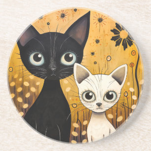 Cat-Themed Sandstone Untersetzer