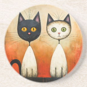 Cat-Themed Sandstone Untersetzer