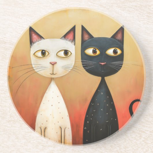 Cat-Themed Sandstone Untersetzer (Vorne)