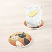 Cat-Themed Sandstone Untersetzer (Seite)