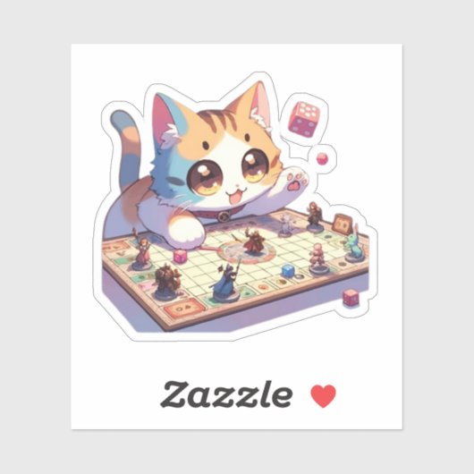Cat Throwing Dice Tabletop Game Aufkleber (Blatt)