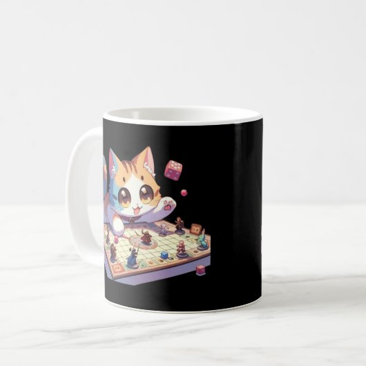 Cat Throwing Dice Tabletop Game Kaffeetasse (Vorderseite Links)