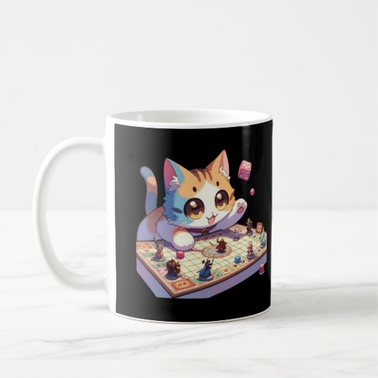 Cat Throwing Dice Tabletop Game Kaffeetasse (Links)