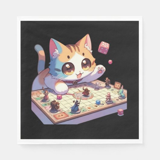 Cat Throwing Dice Tabletop Game Serviette (Vorderseite)