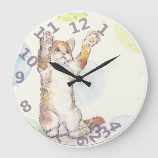 Cat Time Große Wanduhr (Vorderseite)