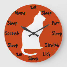 Cat Time Große Wanduhr