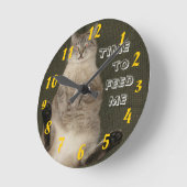 Cat "TIME TO FEED ME" Wall Clock Runde Wanduhr (Winkel)