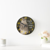 Cat "TIME TO FEED ME" Wall Clock Runde Wanduhr (Zuhause)