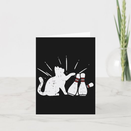 Cat Tipping Bowling Buttone Fun Bowler Mädchen Kin Karte (Vorderseite)