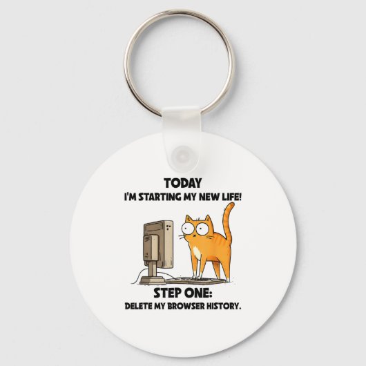 Cat Today I'm Starting My New Life Step One Delete Schlüsselanhänger (Vorderseite)