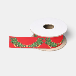 Cat topples Christmas Tree Garland Design Satinband