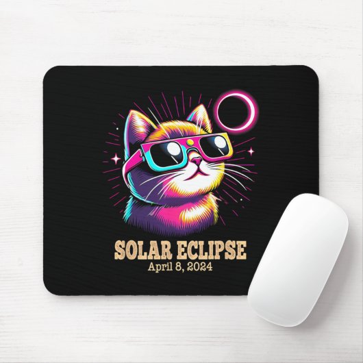 Cat Total Solar Eclipse 8. April Mousepad (Mit Mouse)