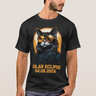 Cat Total Solar Eclipse April 8 2024 Astronomie T-Shirt